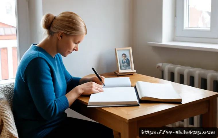 Home 17 과거 자아와의 대화를 위한 질문 리스트 - Photorealistic quiet self-reflection scene in a bright Swedish apartment, a thoughtful middle-aged w...